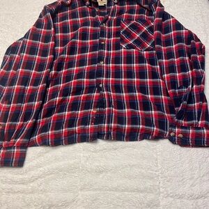 Woolrich Red and Blue Plaid Button-Up Shirt Men’s 2XL